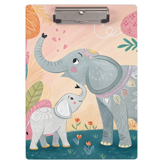 Elephant Mom and Baby Klembord (Voorkant)