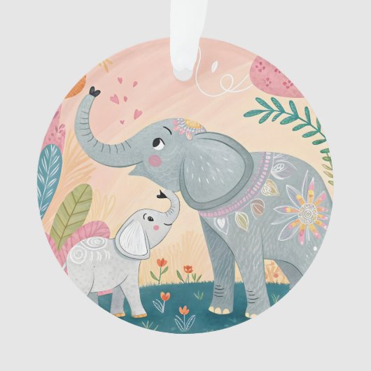 Elephant Mom and Baby Ornament (voorkant)