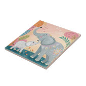 Elephant Mom and Baby Tegeltje (Zijkant)