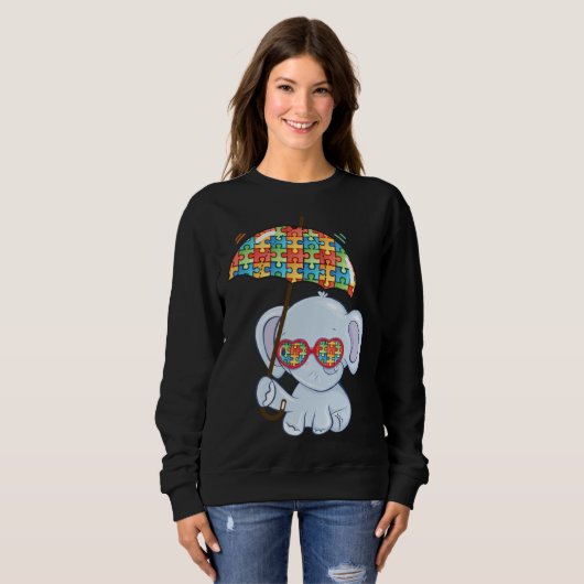 Elephant Mom Autism Child Awareness Choose Kindnes Trui (Voorkant volledig)