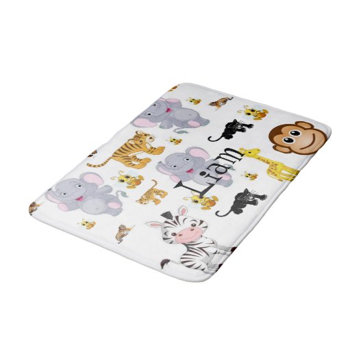 Elephant Monkey Tiger Bathroom Mat (Gekanteld)