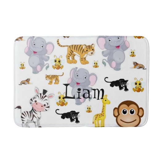 Elephant Monkey Tiger Bathroom Mat (Voorkant)