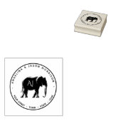 Elephant Monogram Return Address Rubberstempel (Gestempeld)