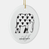 Elephant Monogrammen van het zwarte en witte harsp Keramisch Ornament (Rechts)