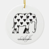 Elephant Monogrammen van het zwarte en witte harsp Keramisch Ornament (Voorkant)