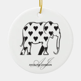Elephant Monogrammen van het zwarte en witte harsp Keramisch Ornament
