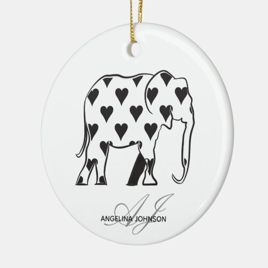 Elephant Monogrammen van het zwarte en witte harsp Keramisch Ornament (Links)