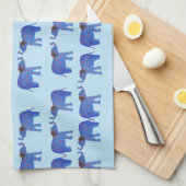Elephant Mood Tea Towel, Blauw olifantenpatroon Theedoek (Quarter Fold)