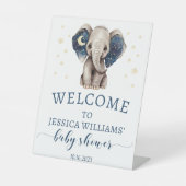 Elephant moon and stars baby shower Welcome sign Reclamebord Met Voetstuk (Voorkant)