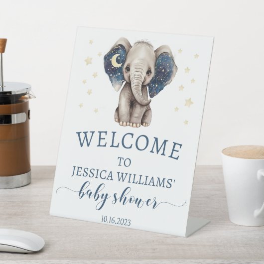 Elephant moon and stars baby shower Welcome sign Reclamebord Met Voetstuk (Insitu)