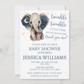 Elephant moon and sterren celestial baby boy douch kaart (Voorkant)