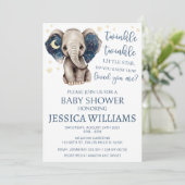 Elephant moon and sterren celestial baby boy douch kaart (Staand voorkant)