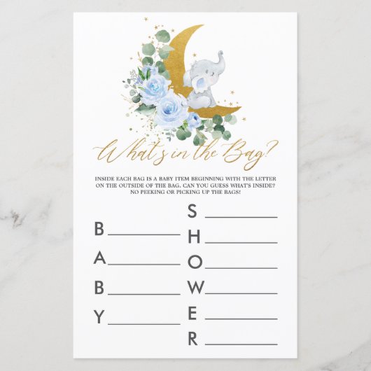 Elephant Moon Blue Floral Wat zit er in het spel? (Voorkant)