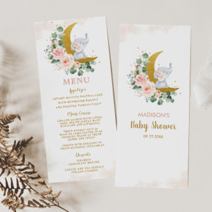Elephant Moon Blush Floral Rozen Baby shower Menu