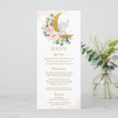Elephant Moon Blush Floral Rozen Baby shower Menu (Staand voorkant)