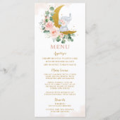 Elephant Moon Blush Floral Rozen Baby shower Menu (Voorkant)