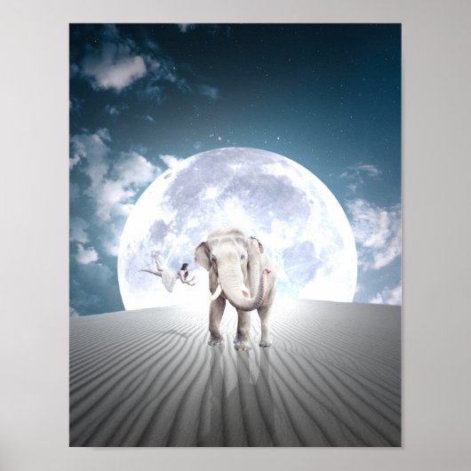 Elephant Moon Fantasy Girl Poster (Voorkant)