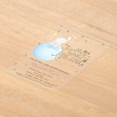 Elephant,Moon,Glitter Stars Striped Baby Shower Acryl Uitnodigingen (Laagn)