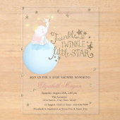 Elephant,Moon,Glitter Stars Striped Baby Shower Acryl Uitnodigingen (Voorkant)