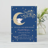 Elephant, Moon, Glitter Twinkle Star-Baby shower Kaart (Staand voorkant)