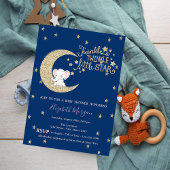 Elephant, Moon, Glitter Twinkle Star-Baby shower Kaart