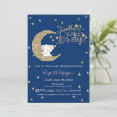Elephant, Moon, Star Twinkle Little Baby shower Kaart (Staand voorkant)
