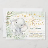 Elephant Moon & Stars Greenery Baby shower Kaart (Voorkant)