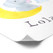  Elephant Moon Stars Nursery Wall Art Poster (Hoek)