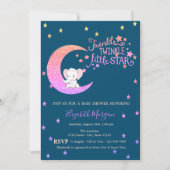 Elephant, Moon, Stars Twinkle Little Baby shower Kaart (Voorkant)