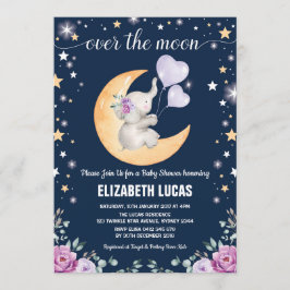 Elephant Moon Twinkle Little Stars Baby shower Kaart