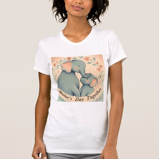 Elephant Mother Baby Together Moederdag T-shirt (Voorkant)