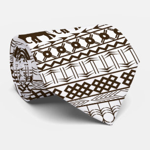 Elephant Motif, African Design Horizontal Stripes Stropdas