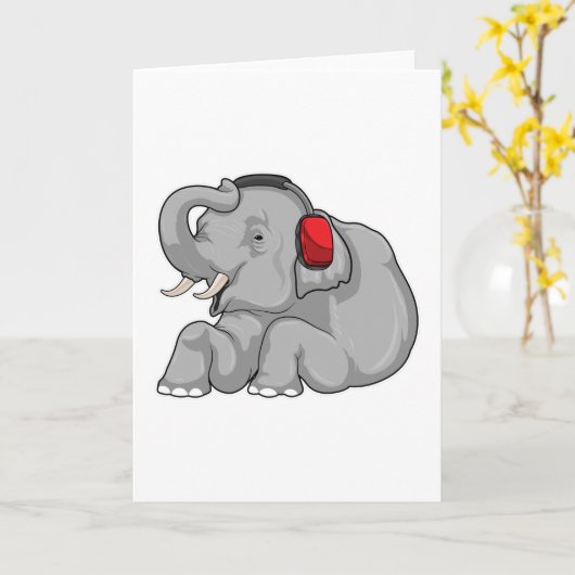 Elephant Music Hoofdtelefoon Kaart (Gele Bloem)