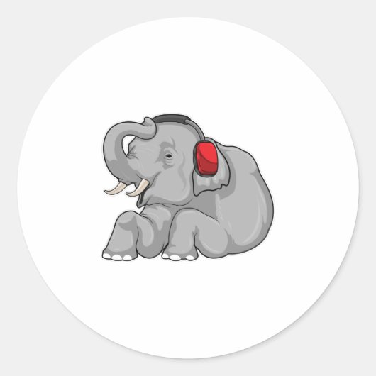 Elephant Music-hoofdtelefoon Ronde Sticker (Voorkant)
