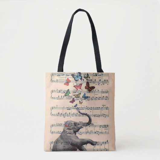 Elephant Music Tote Bag (Voorkant)