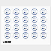 Elephant Navy Blue Grey Baby shower Ronde Sticker (Vel)