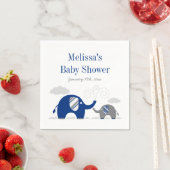 Elephant Navy Blue Grey Baby shower Servetten (Insitu)