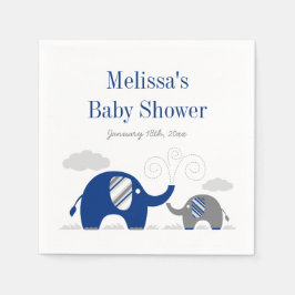Elephant Navy Blue Grey Baby shower Servetten