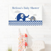 Elephant Navy Blue Grey Baby shower Spandoek (Insitu)