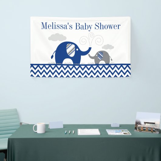 Elephant Navy Blue Grey Baby shower Spandoek (Beurs)