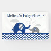 Elephant Navy Blue Grey Baby shower Spandoek (Horizontaal)