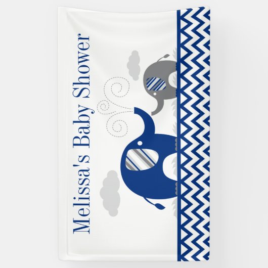 Elephant Navy Blue Grey Baby shower Spandoek (Verticaal)