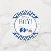 Elephant Navy Blue Grey Boy Baby shower Confetti (Kleine voorkant)