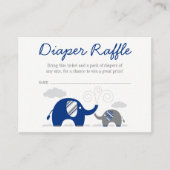 Elephant Navy Blue Grijze Luier Raffle Ticket Informatiekaartje (Voorkant)