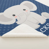 Elephant Navy Blue Polka Dot Personalized Boy Sherpa Deken (3/4)