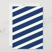 Elephant Navy Stripes Boy Baby Shower Uitnodiginge Kaart (Achterkant)