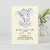Elephant Neutraal baby shower Uitnodiging (Staand voorkant)