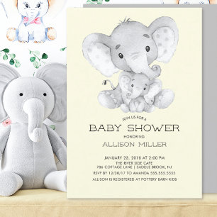 Elephant Neutraal baby shower Uitnodiging