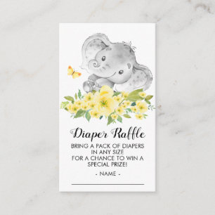 Elephant Neutral Baby shower Luier Raffle Ticket Informatiekaartje