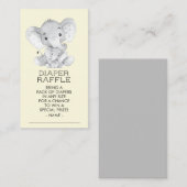 Elephant Neutral Baby shower Luier Raffle Ticket Informatiekaartje (Voorkant / Achterkant)